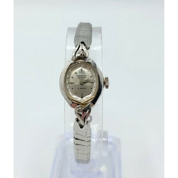 Ladies Gruen Precision 10k R.G.P. Bezel Diamond Accents 17J Manual Wind Watch - Picture 1 of 10